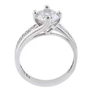 انگشتر نقره زنانه بازرگانی میلادی مدل تک نگین جواهری روکش رادیوم کد AWR_1177