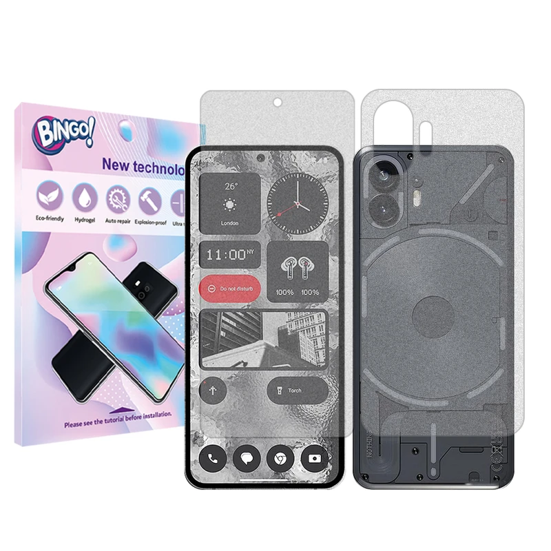 محافظ صفحه نمایش مات بینگو مدل Tough مناسب برای گوشی موبایل ناتینگ فون 2 به همراه محافظ پشت گوشی