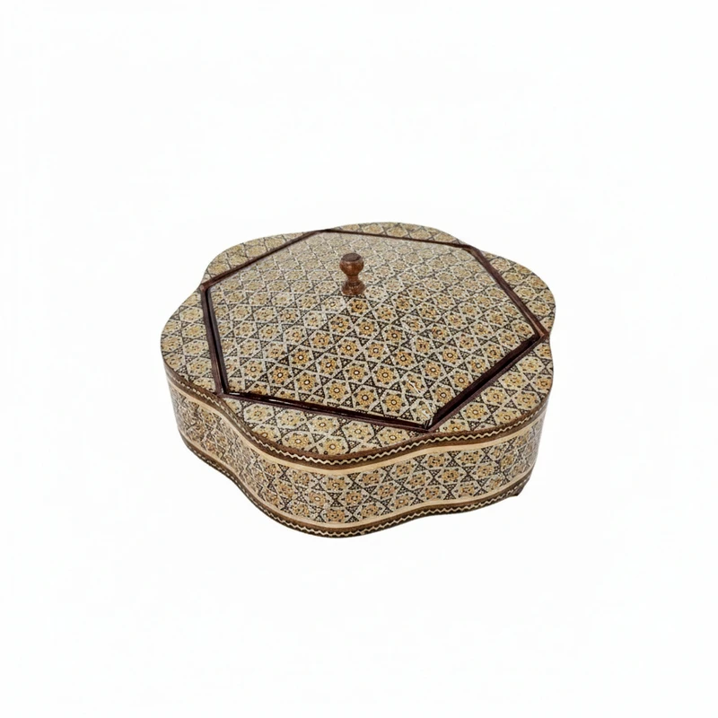 شکلات خوری خاتم کاری چوبی مدل گلی