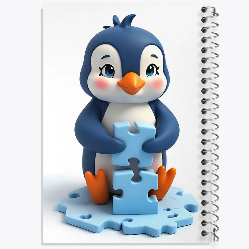 دفتر شطرنجی 50 برگ خندالو طرح پنگوئن بامزه کد F8039