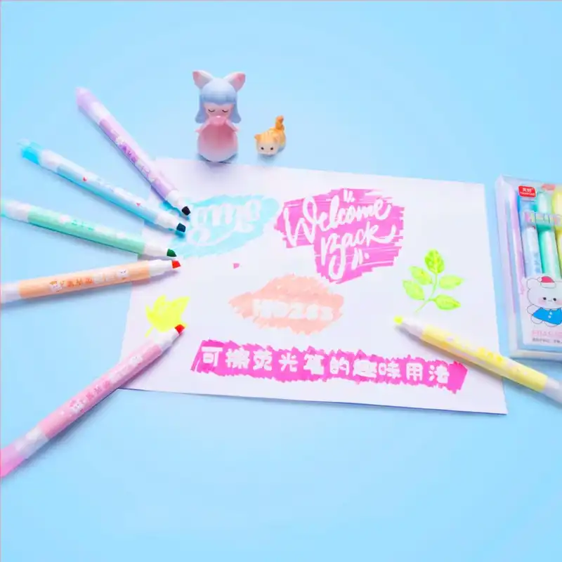 ماژیک علامت گذار مدل پاکن دار طرح خرسی بسته 6 عددی