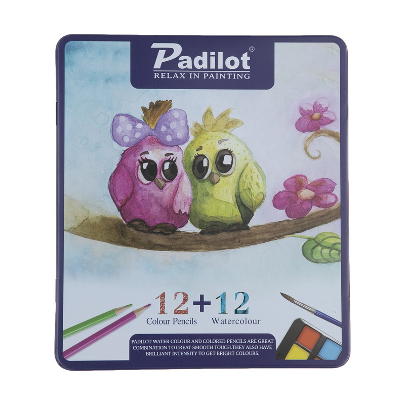 مداد رنگی پادیلوت مدل مداد رنگی 12 رنگ +12رنگ آبرنگ پادیلوت طرح پرنده مدل A-710212-1