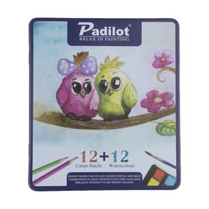 مداد رنگی پادیلوت مدل مداد رنگی 12 رنگ +12رنگ آبرنگ پادیلوت طرح پرنده مدل A-710212-1