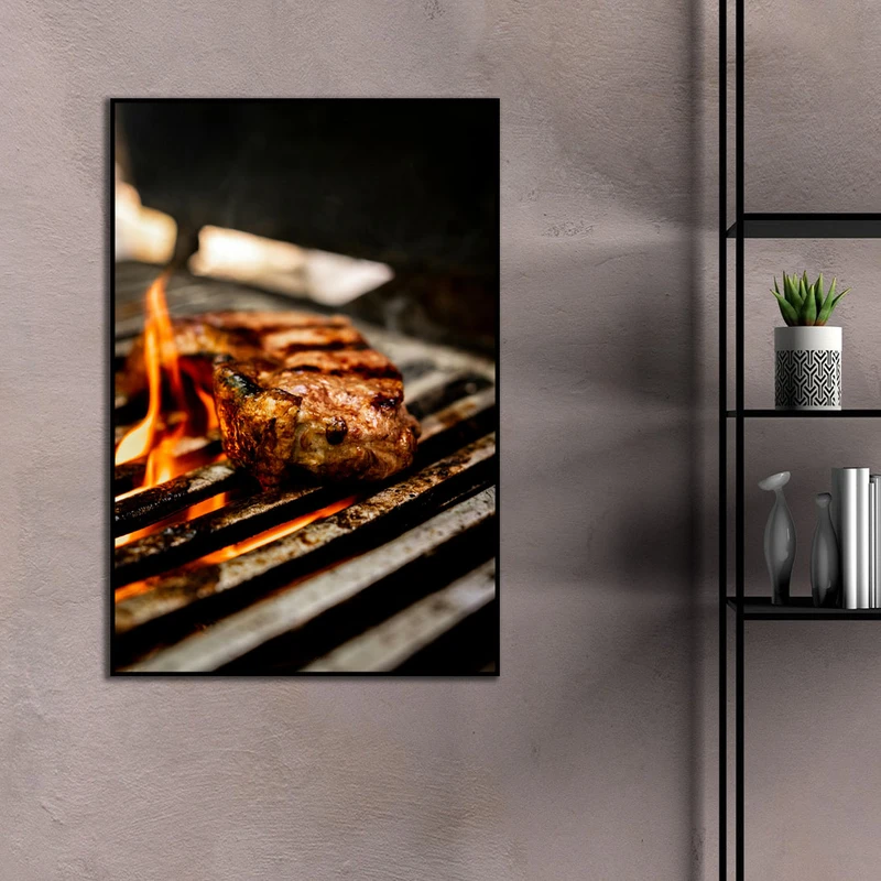 تابلو بکلیت طرح استیک گوشت مدل B-D2238 فریم مشکی