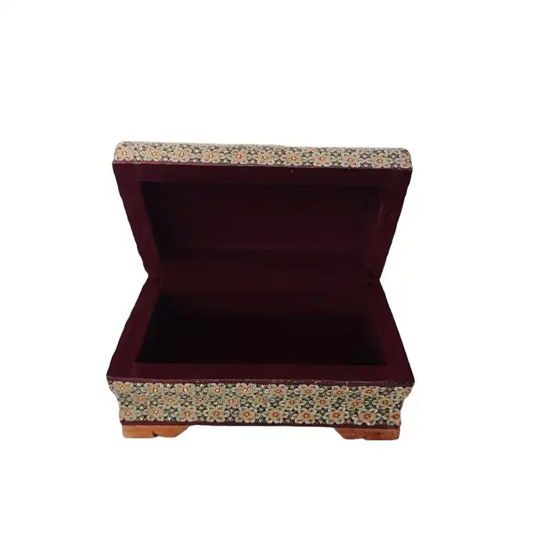 جعبه جواهرات خاتم کاری مدل گل و مرغ کد 226