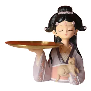 مجسمه هوم لاکس مدل دختر ژاپنی سینی فلزی 