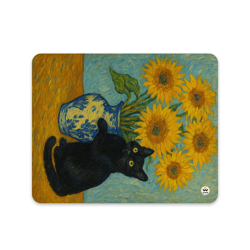 ماوس پد شادیت مدل گربه و نقاشی ونگوگ کد153 سایز 19*24 سانتی متر