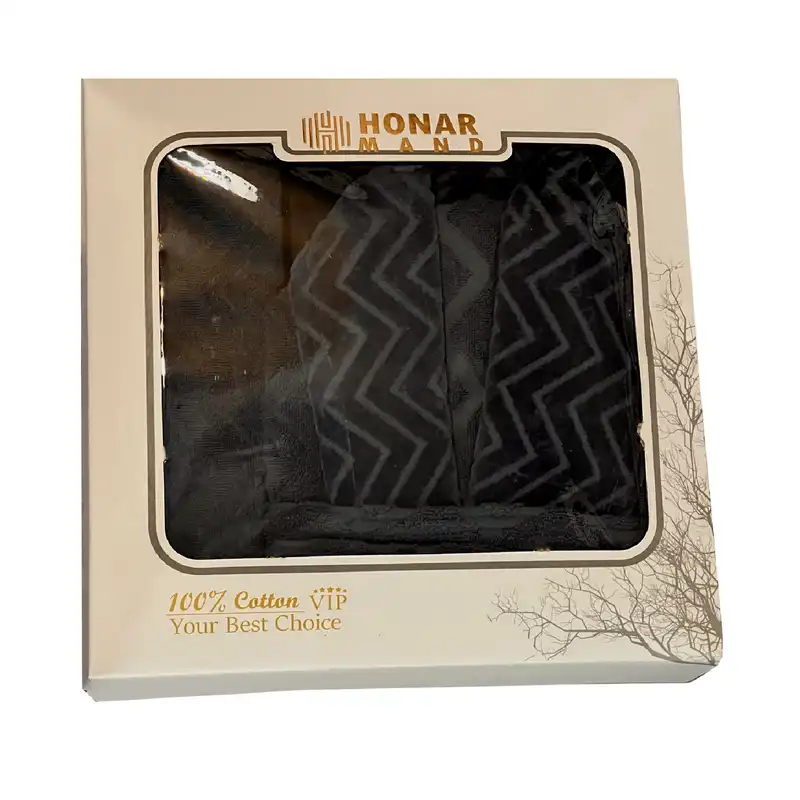 سرویس حوله پالتویی ۴ تکه هنرمند مدل ویکتوریا سایز ۱۲۵