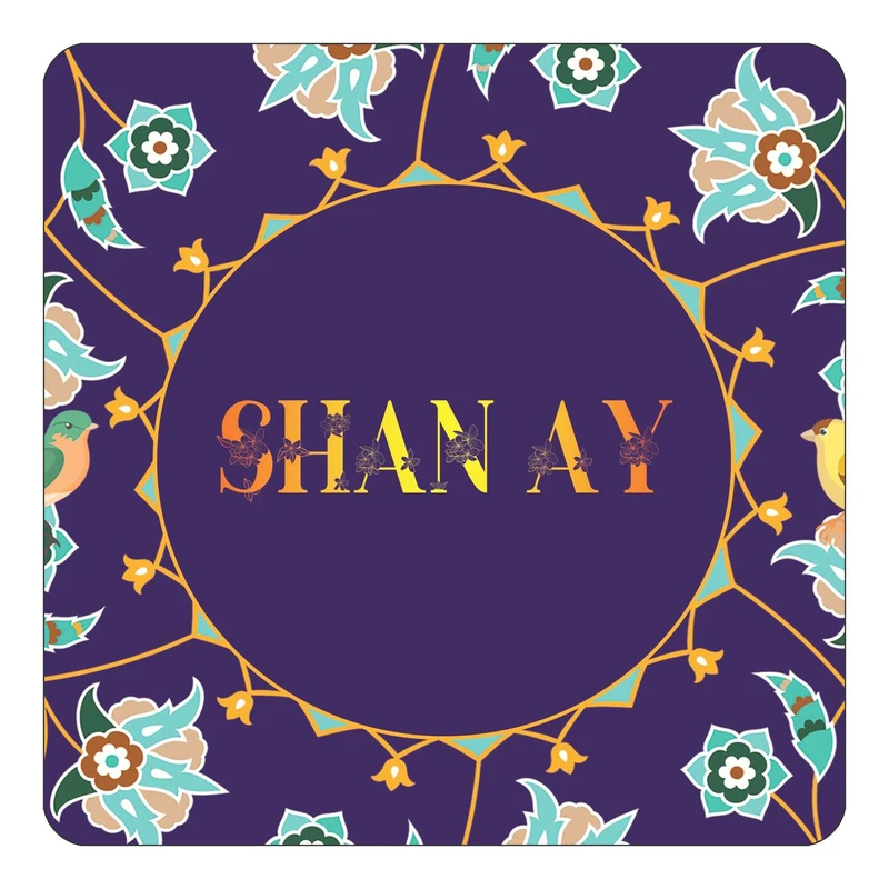 مگنت کاکتی طرح اسم شان آی shan ay مدل گل و بلبل کد mg18009