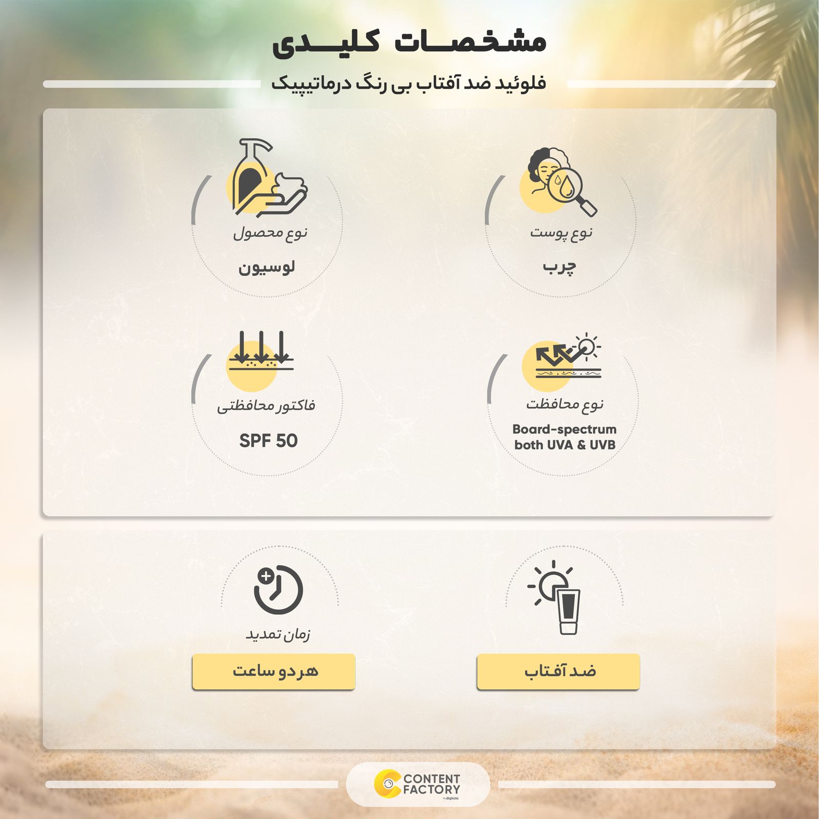 فلوئید ضدآفتاب بی‌رنگ درماتیپیک +SPF50 مدل SFM، مناسب پوست‌های چرب، حجم 50 میلی‌لیتر -  - 5