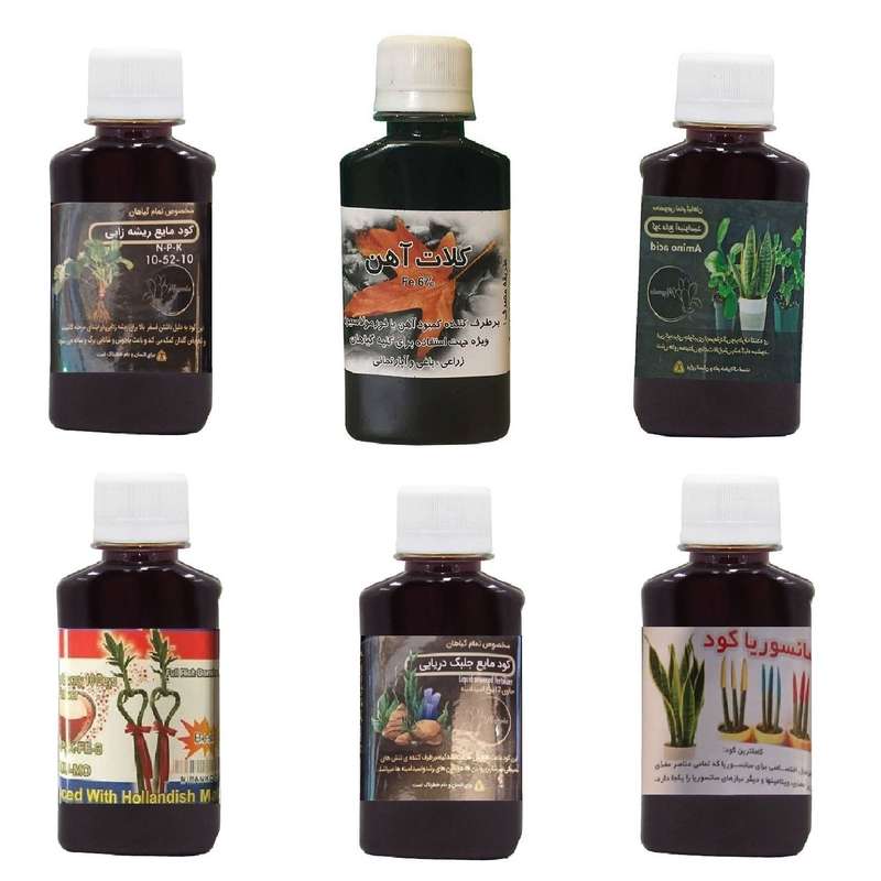 کود مایع فسفر ریشه زایی 10-52-10 و کلات آهن و امینو اسید و کود بامبو و کود جلبک دریایی و کود سانسوریا مدل life drop حجم 120 میلی لیتر
