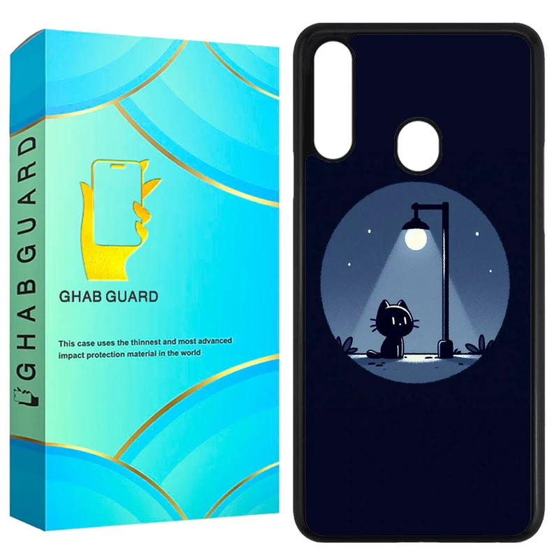 کاور قاب گارد طرح گربه و شب مدل GCHPA20S مناسب برای گوشی موبایل سامسونگ Galaxy A20s 