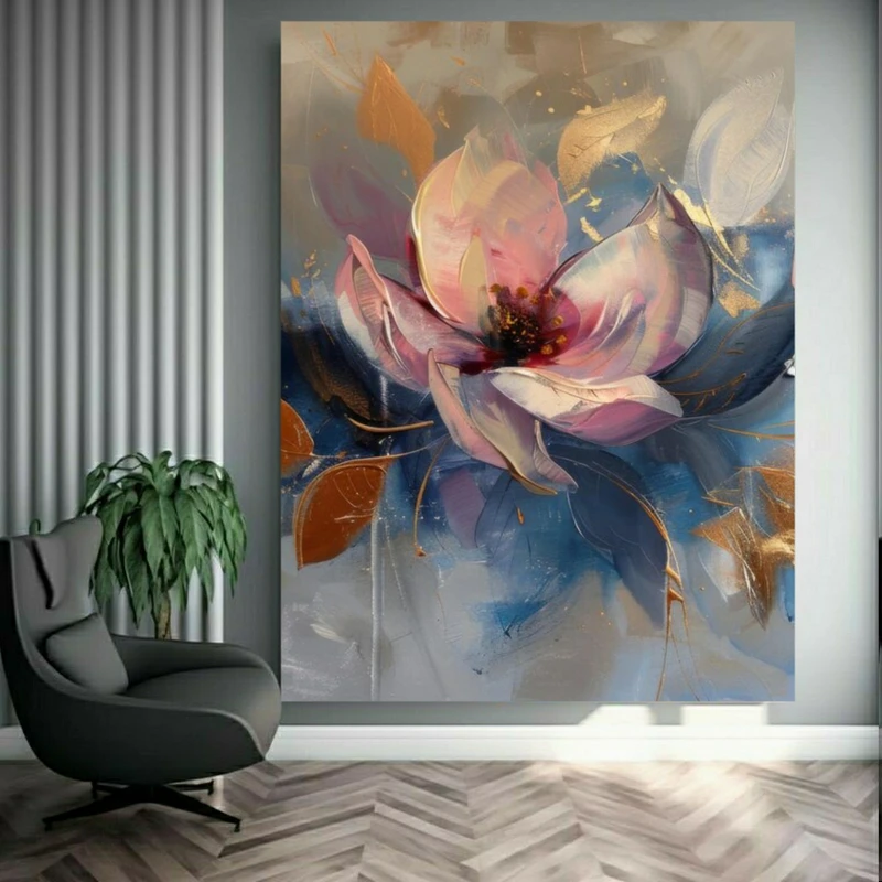 تابلو بوم طرح مخمل نقاشی گل مدل مدل پرپر کد BK23716