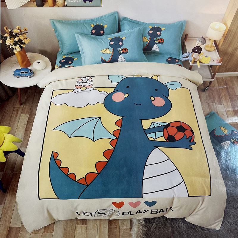 سرویس روتختی رد دراگون فلای مدل CARTOON HOME یک نفره 4 تکه