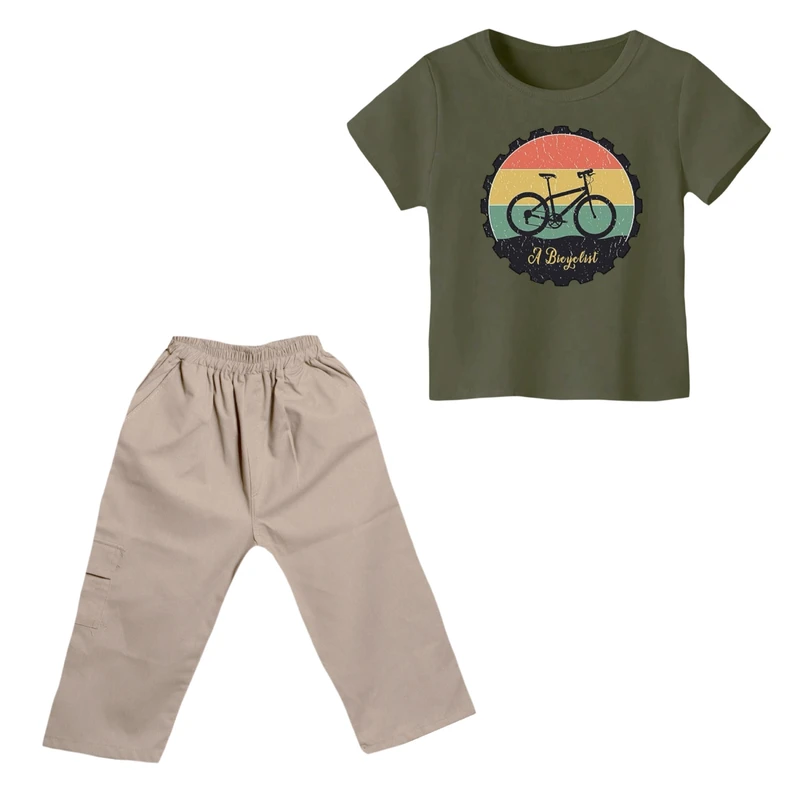 ست تی شرت و شلوارک پسرانه مدل دوچرخه کد ۸