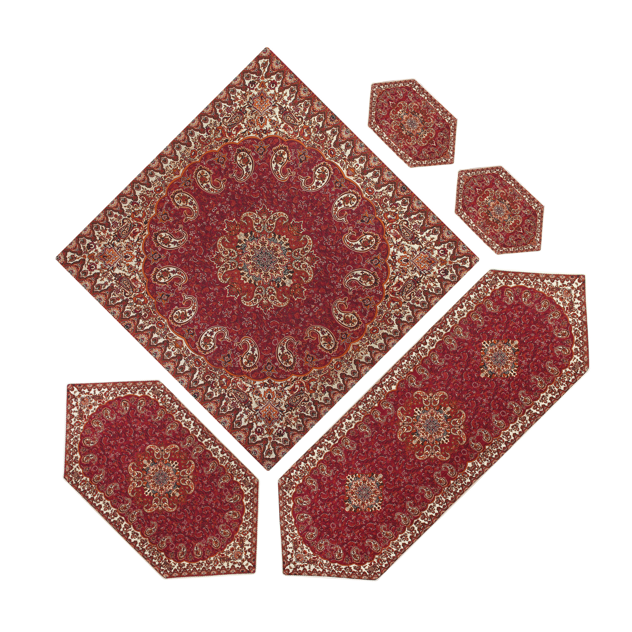 ست  ۵ تکه  رومیزی ترمه مدل نسترن کد afr-1007