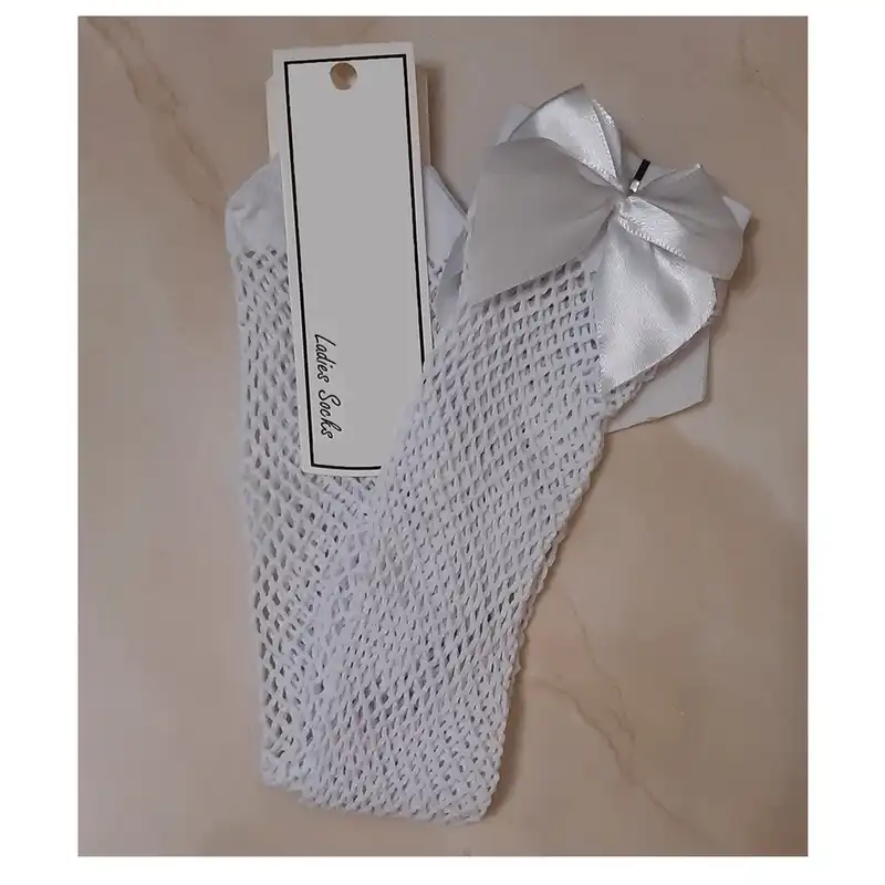 جوراب زنانه مدل توری رنگ سفید