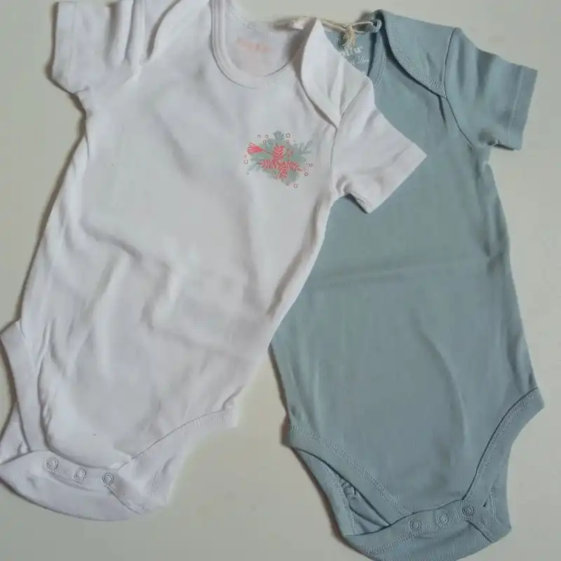 بادی آستین کوتاه نوزادی لوپیلو مدل  b9 مجموعه دو عددی