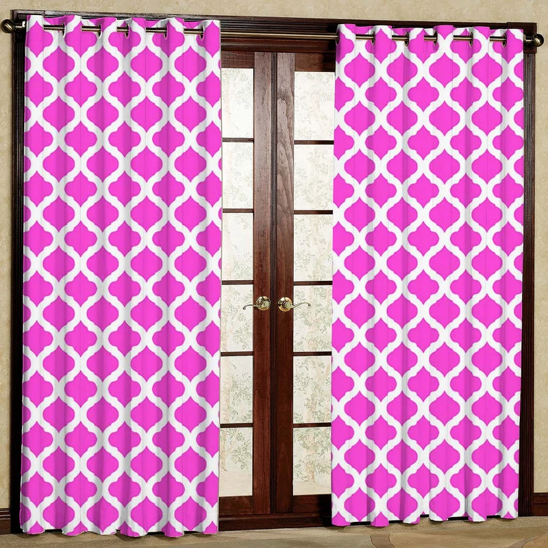  پرده بارمان دکور طرح صورتی مدل هازان پانچی کد 1611 W سایز 140x280 سانتی متر