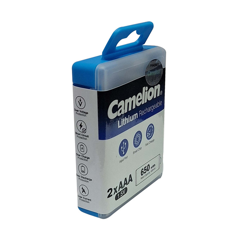 باتری نیم قلمی کملیون مدل rechargable-1.5V-li-650mwh بسته دو عددی