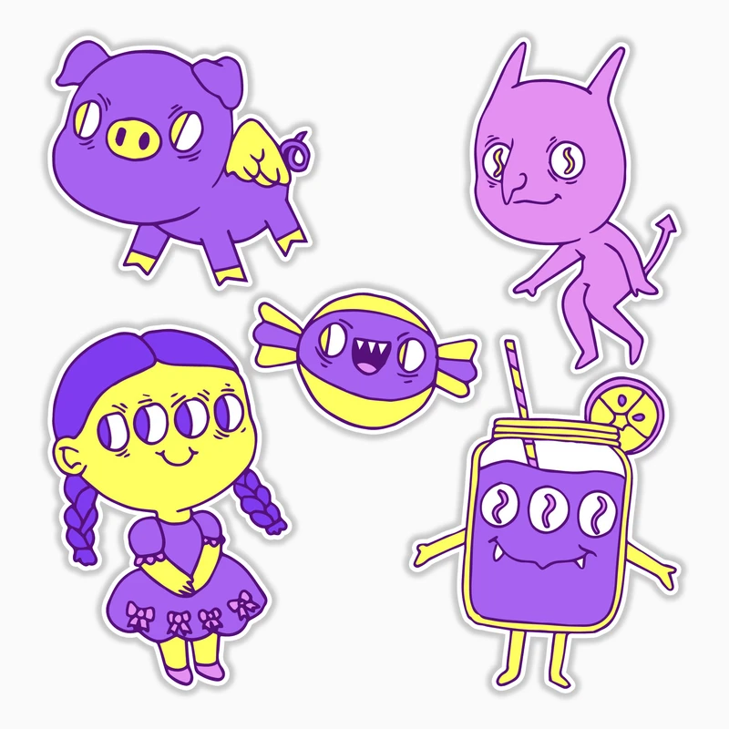 استیکر لپ تاپ و موبایل بووم طرح آدم فضایی مدل Violet کد MR94 مجموعه 5 عددی