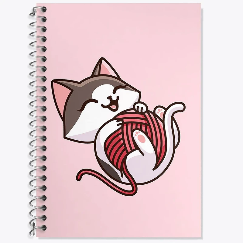 دفتر زبان 50 برگ خندالو مدل سه خط طرح حیوانات بامزه گربه کد 28369