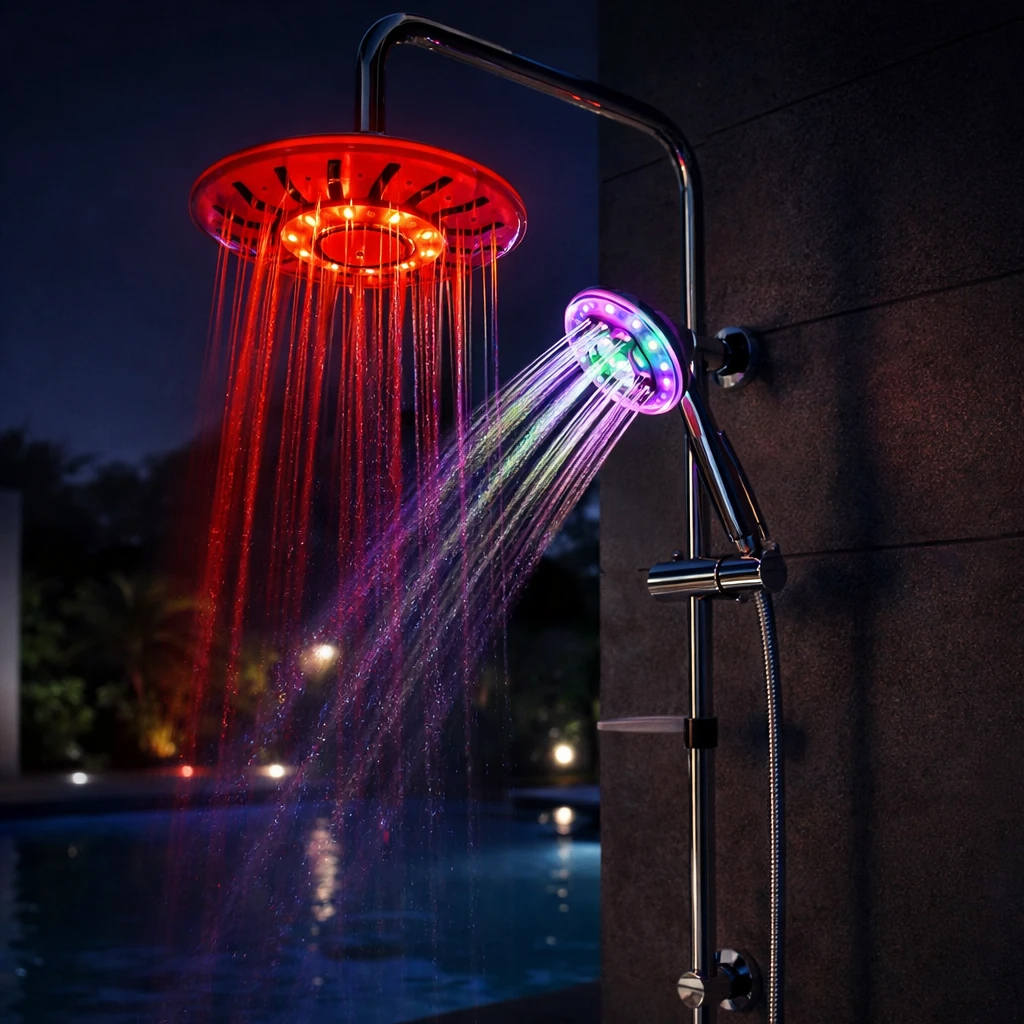 علم دوش حمام ققنوس مدل یونیورست LED دار بدون باتری New-Modern
