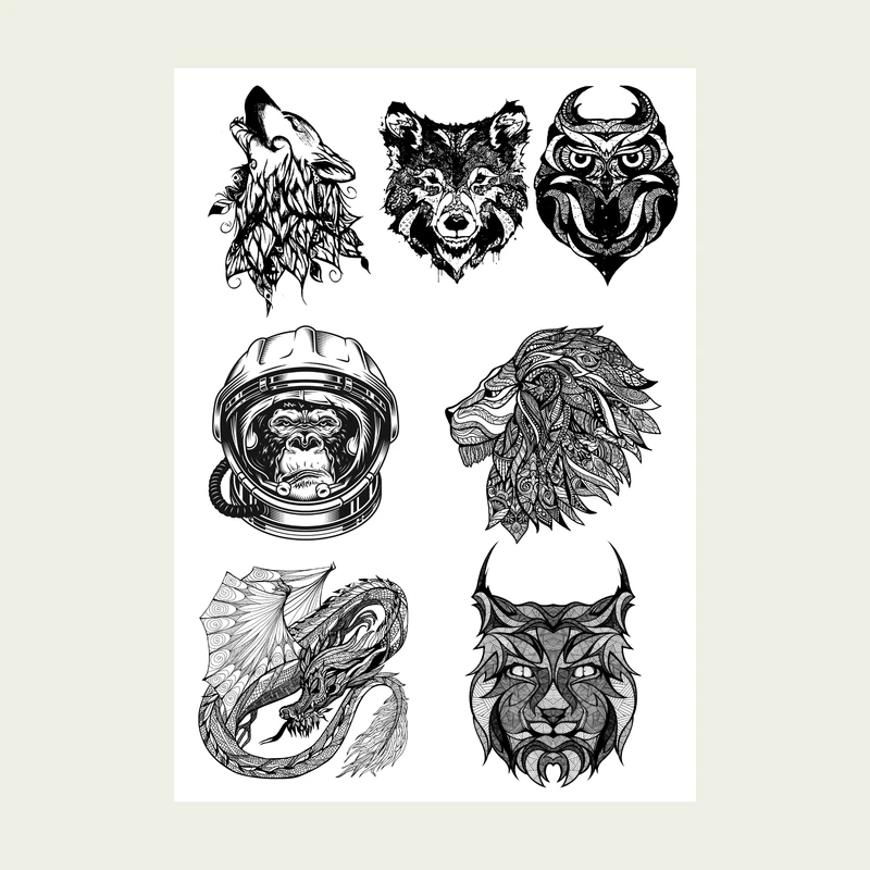 عکس شماره 3 : تتو موقت مدل مردانه مجموعه 400 عددی به همراه اسپری تتو موقت