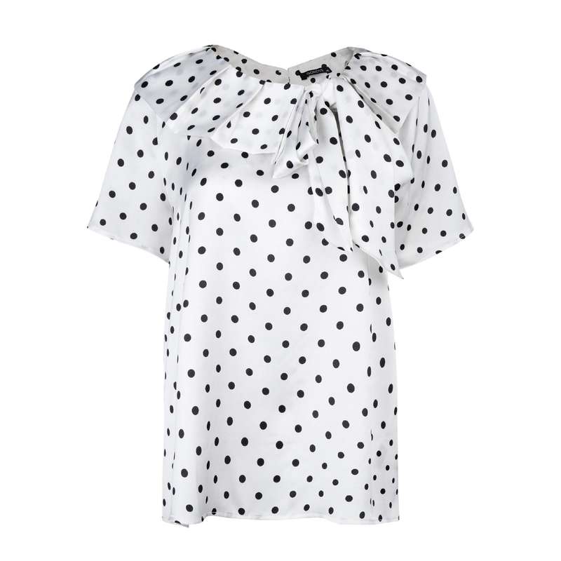 بلوز آستین کوتاه زنانه گردیه کد 20295 رنگ سفید