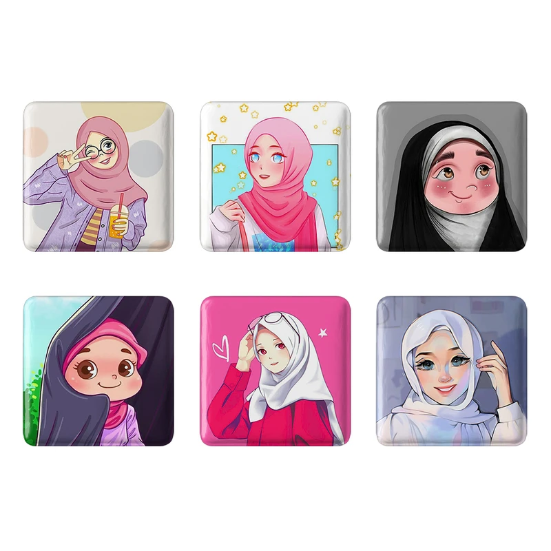 مگنت خندالو طرح دخترانه باحجاب کد 1668B مجموعه 6 عددی