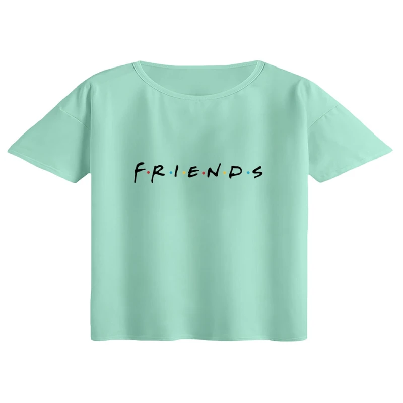 کراپ تی‌شرت آستین کوتاه زنانه مدل Friends کد۲