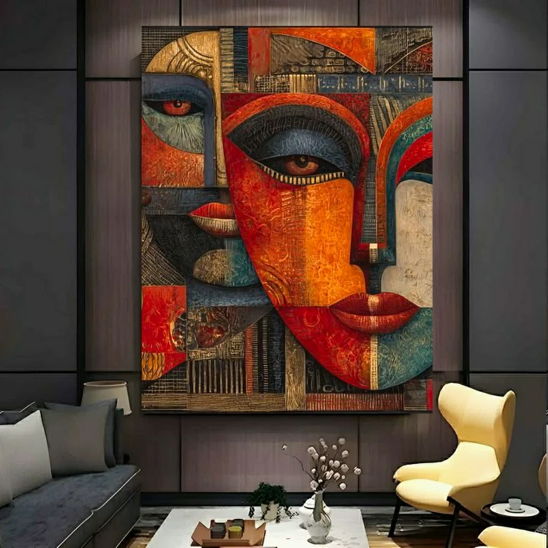 پوستر پارچه ای طرح مخمل نقاشی پرتره مدل کوبیسم کد FP106614