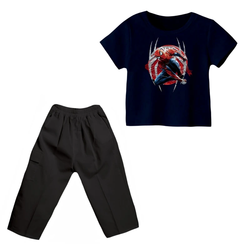 ست تی شرت و شلوارک پسرانه مدل مرد عنکبوتی کد 2