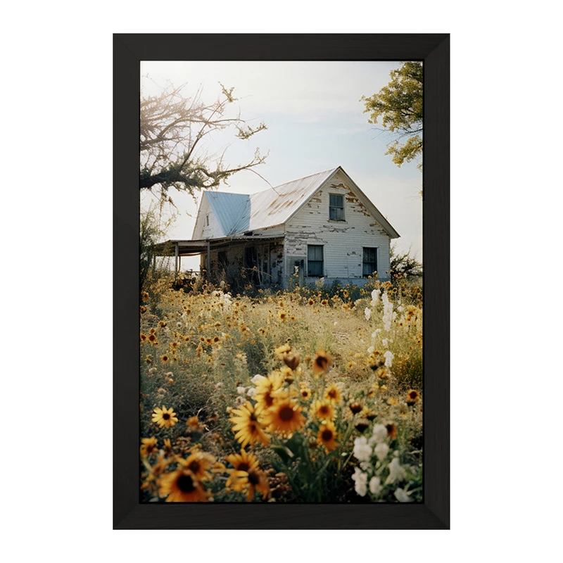 تابلو خندالو مدل منظره و گل آفتابگردان کد F487