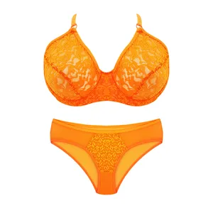ست شورت و سوتین زنانه مدل دانتل 1006 رنگ نارنجی