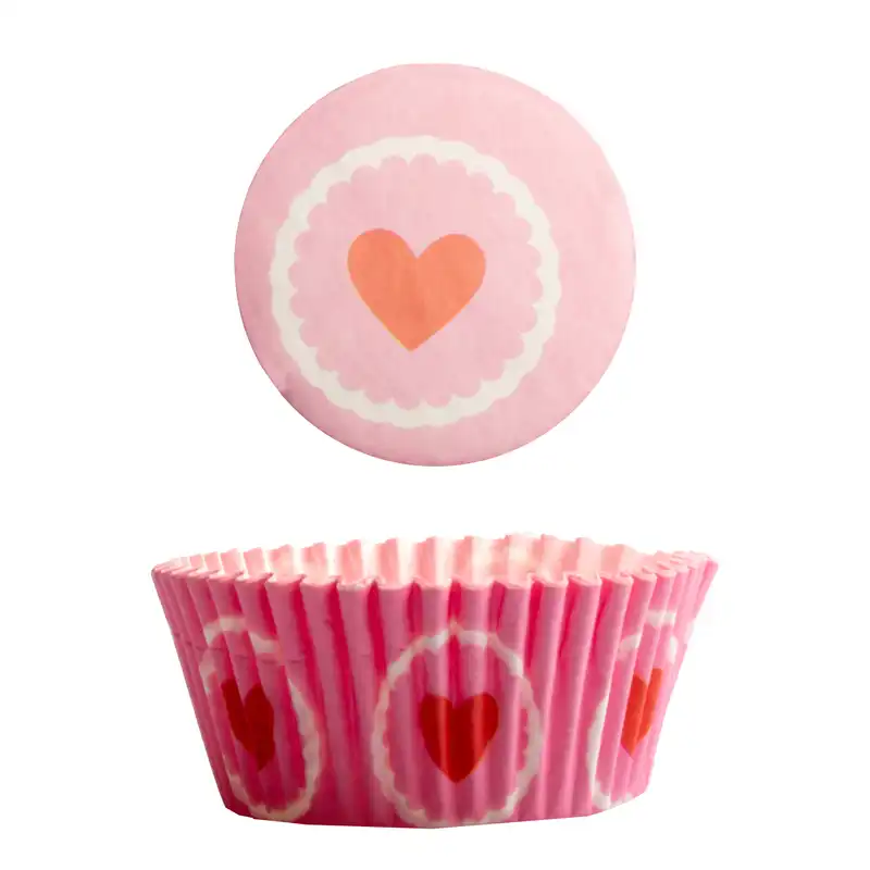 کپسول کاپ کیک مدل قلب مجموعه 12 عددی به همراه تاپر