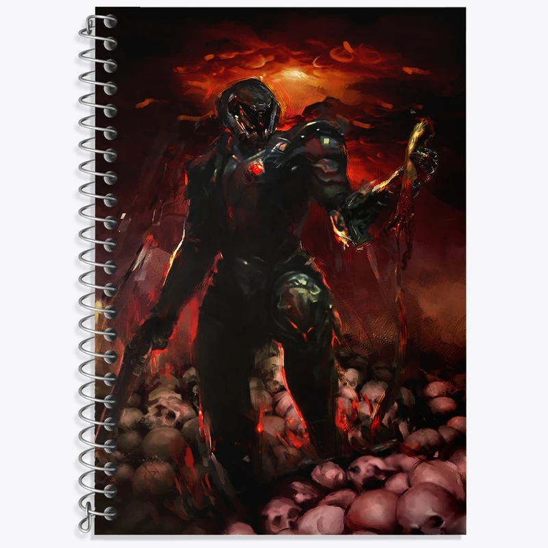 دفتر زبان 50 برگ خندالو مدل دو خط طرح بازی رستاخیز (Doom) کد 31376