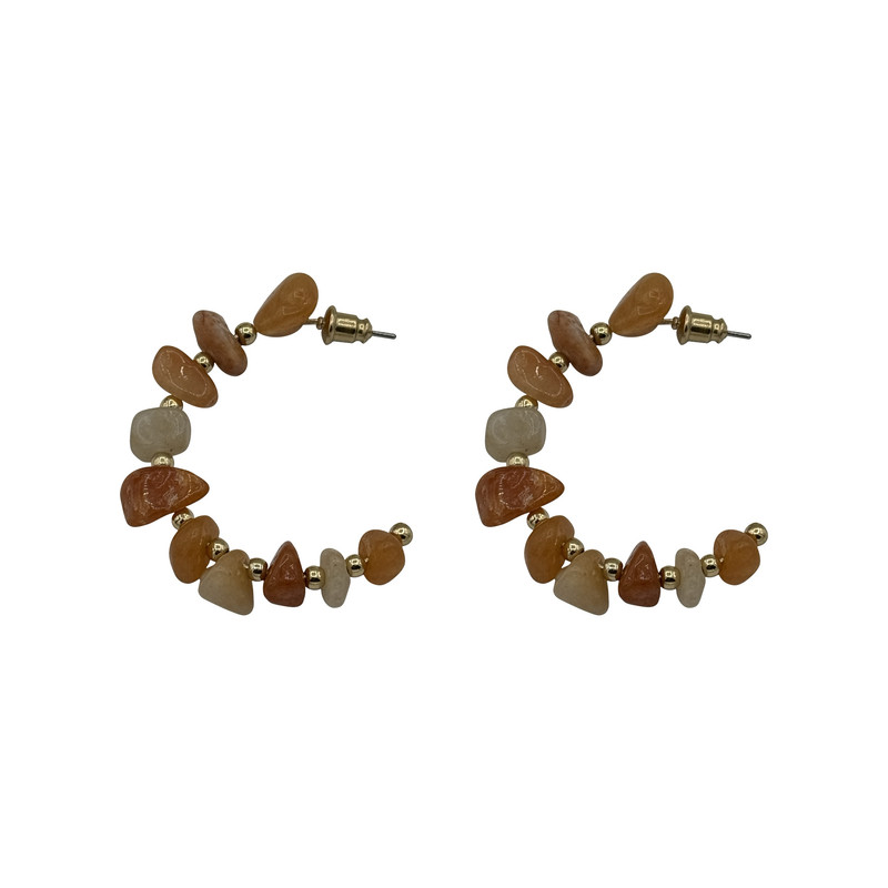 گوشواره حلقه‌ای زنانه مدل سنگی natural stony ring