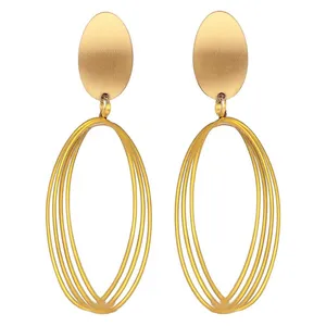 گوشواره میخی زنانه مدل بیضی چهار حلقه 