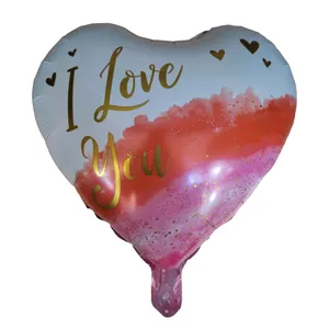 بادکنک مدل فویلی قلبی طرح i love you کد S2