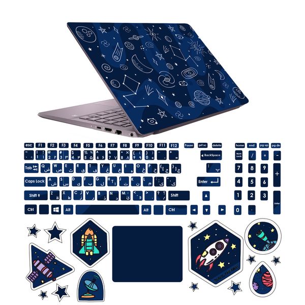 استیکر لپ تاپ صالسو آرت مدل 5091 hk به همراه برچسب حروف فارسی کیبورد