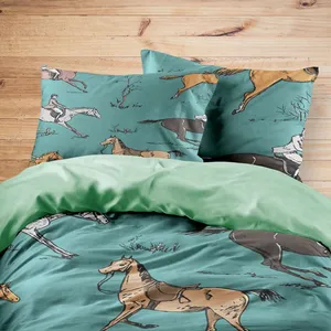 سرویس روتختی مدوپد طرح اسب دوانی مدل pod00007 یک نفره 4 تکه