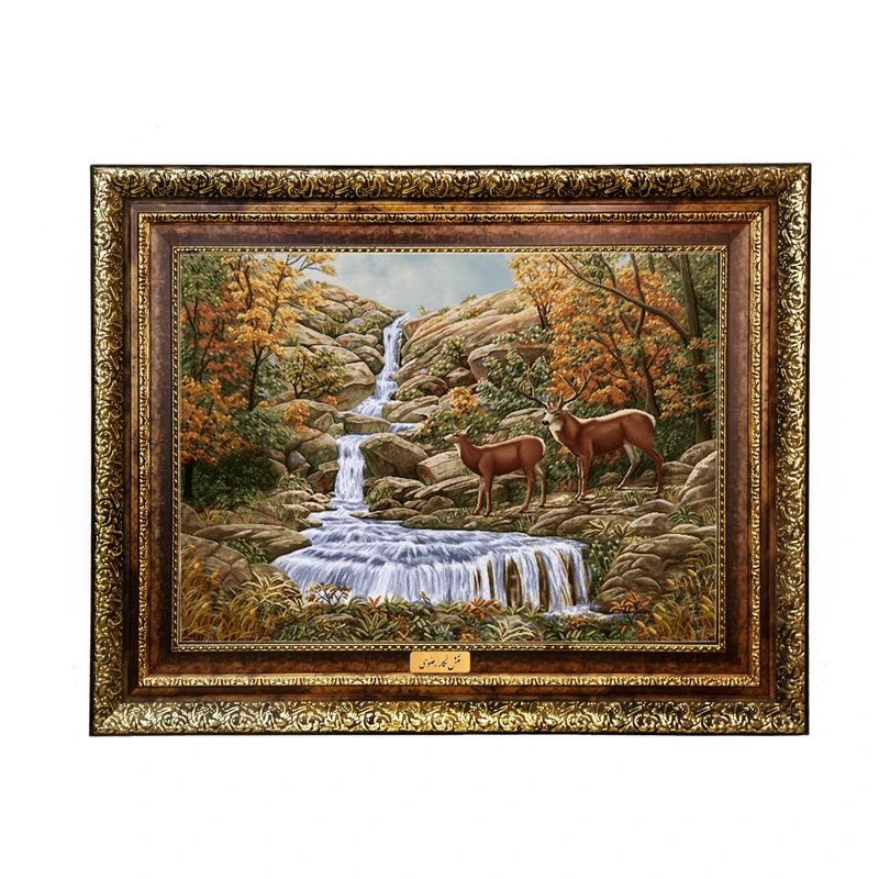 تابلو فرش ماشینی نقش نگار رضوی طرح منظره کد 16835H