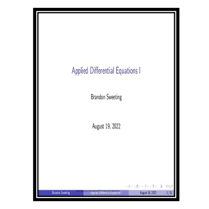 کتاب Applied Differential Equations Lecture Notes اثر Brandon Sweeting انتشارات مؤلفین طلایی