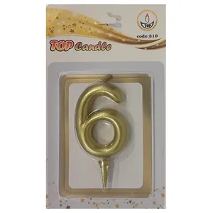 شمع تولد مدل متالیک طرح عدد 6