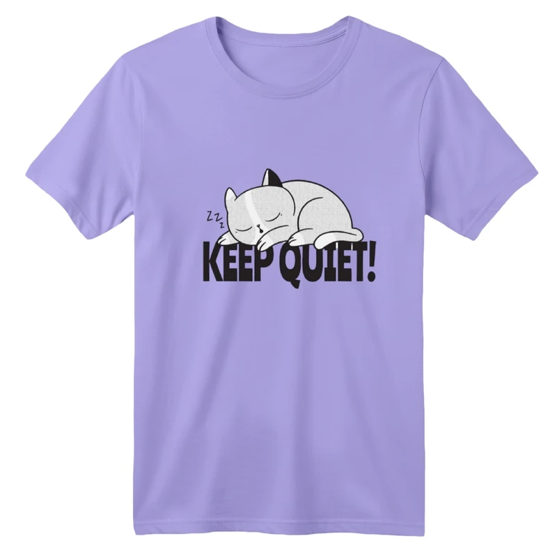 تی‌شرت آستین کوتاه لانگ یقه گرد بچگانه مدل گربه ساکت