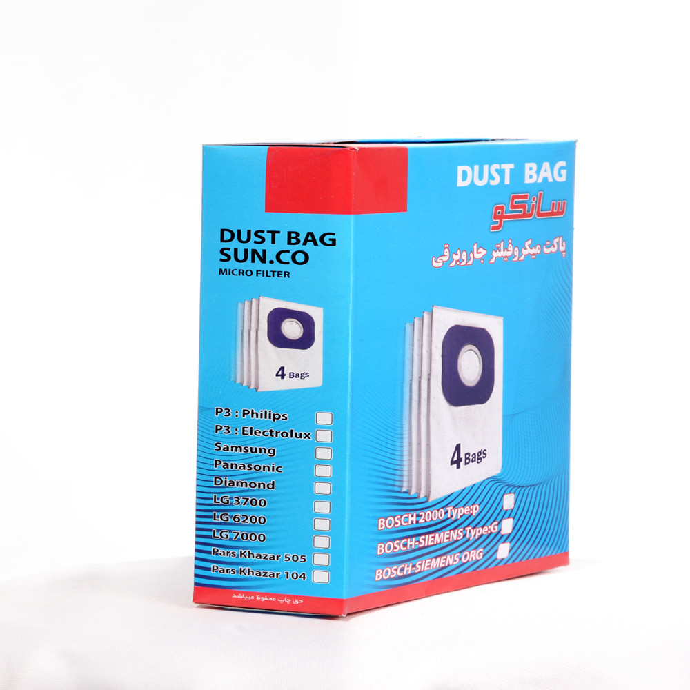 پاکت جاروبرقی سانکو کد B24 بسته 4 عددی مناسب برای جارو برقی پارس خزر 104