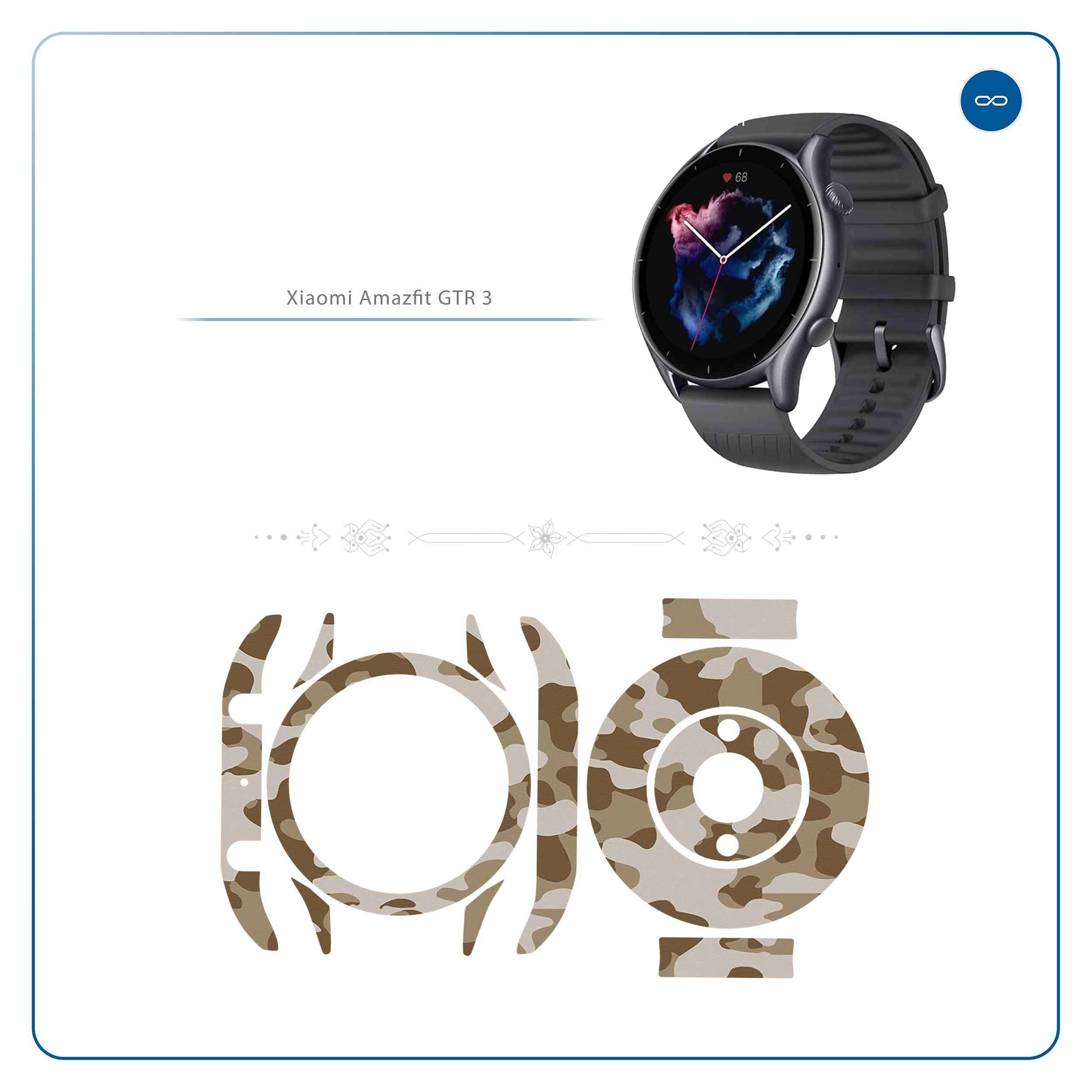 برچسب ماهوت طرح Army-Desert مناسب برای ساعت هوشمند آمازفیت GTR 3