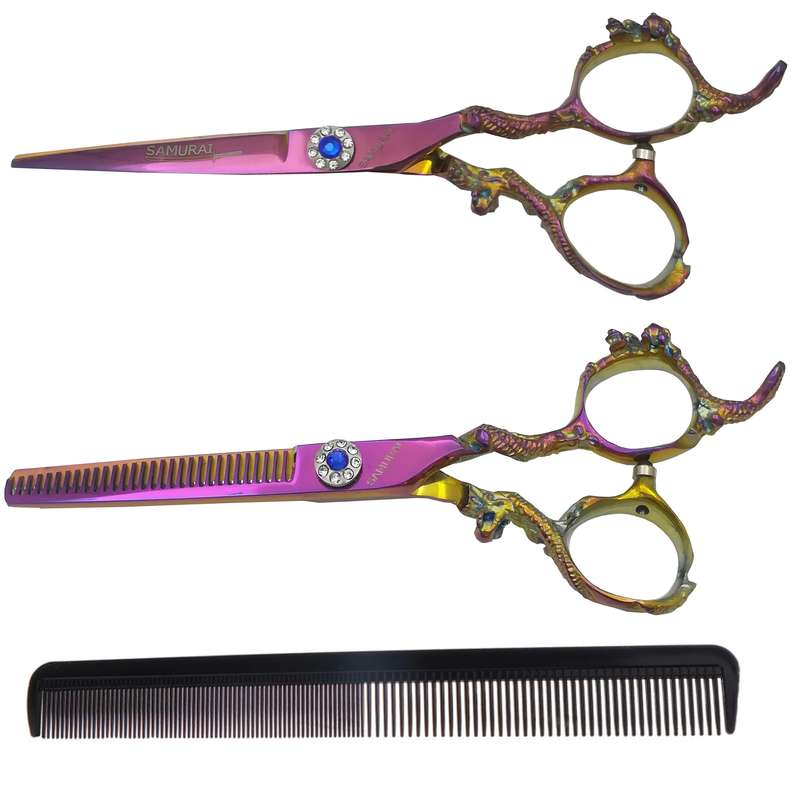 ست قیچی آرایشگری و شانه مو سامورایی مدل ZL-60