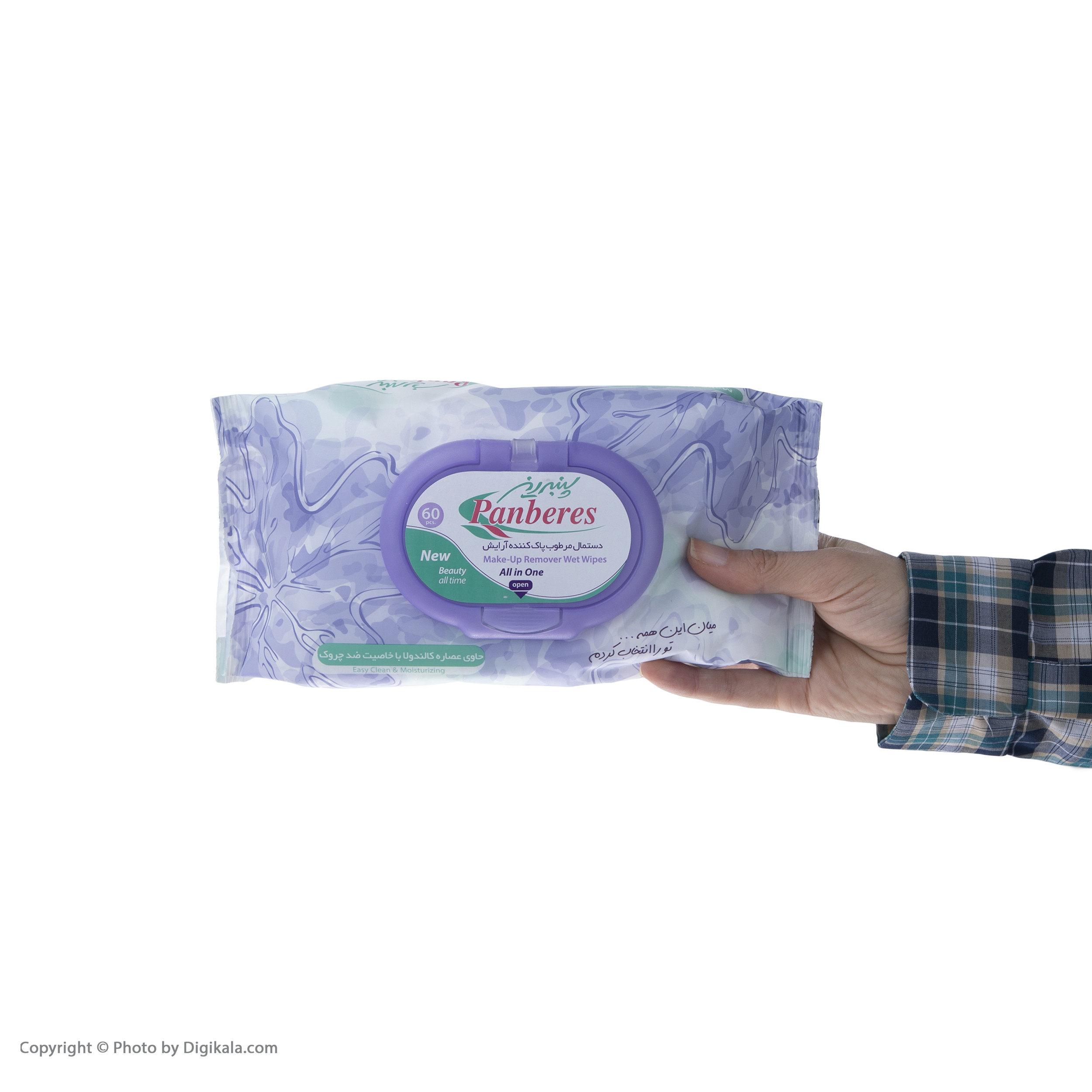 دستمال مرطوب پنبه ریز مدل All in One بسته 60 عددی